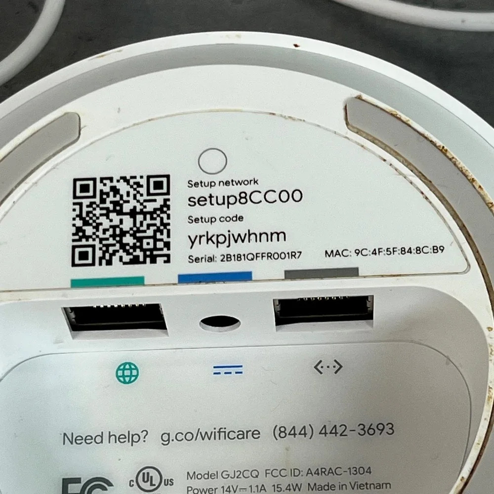 Google Wifi AC1200 Mesh‎ Router Node White G013A w/ Power Adapter G1028